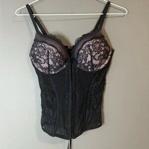 La Senza size small Elegant Black Lace corset style Bustier eye hook up front
